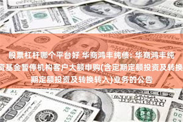 股票杠杆哪个平台好 华商鸿丰纯债: 华商鸿丰纯债债券型证券投资基金暂停机构客户大额申购(含定期定额投资及转换转入)业务的公告